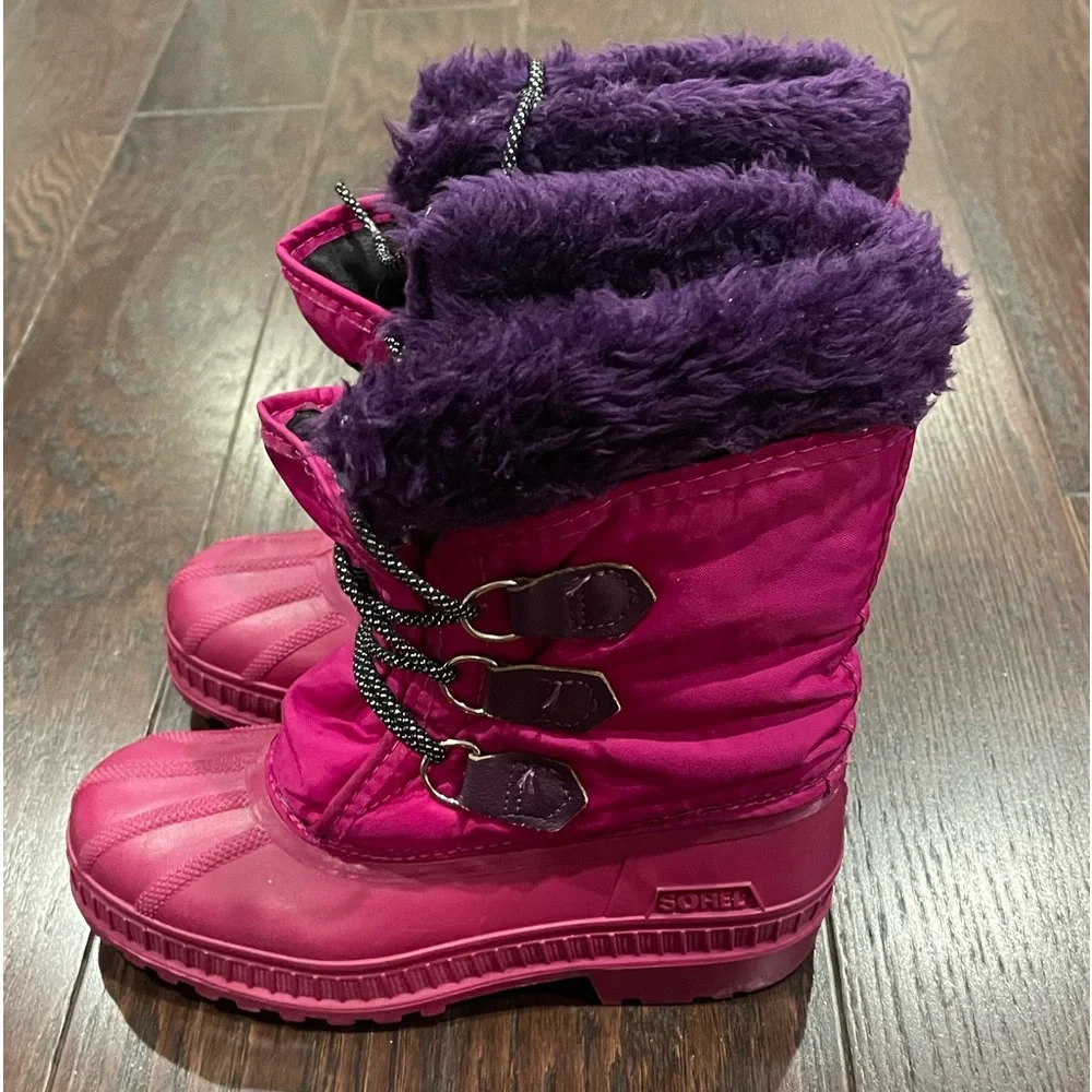 Sorel Girls Flurry Pink Winter Boots Size 4 Insulated Snow Shoes